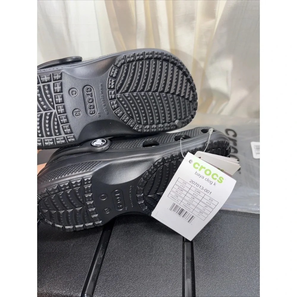 Crocs Kids Baya Clog K Kids Black Iconic Comfort Slipons Size Youth US C13- NWT